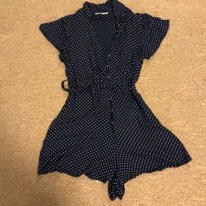 American eagle blue polka dot romper